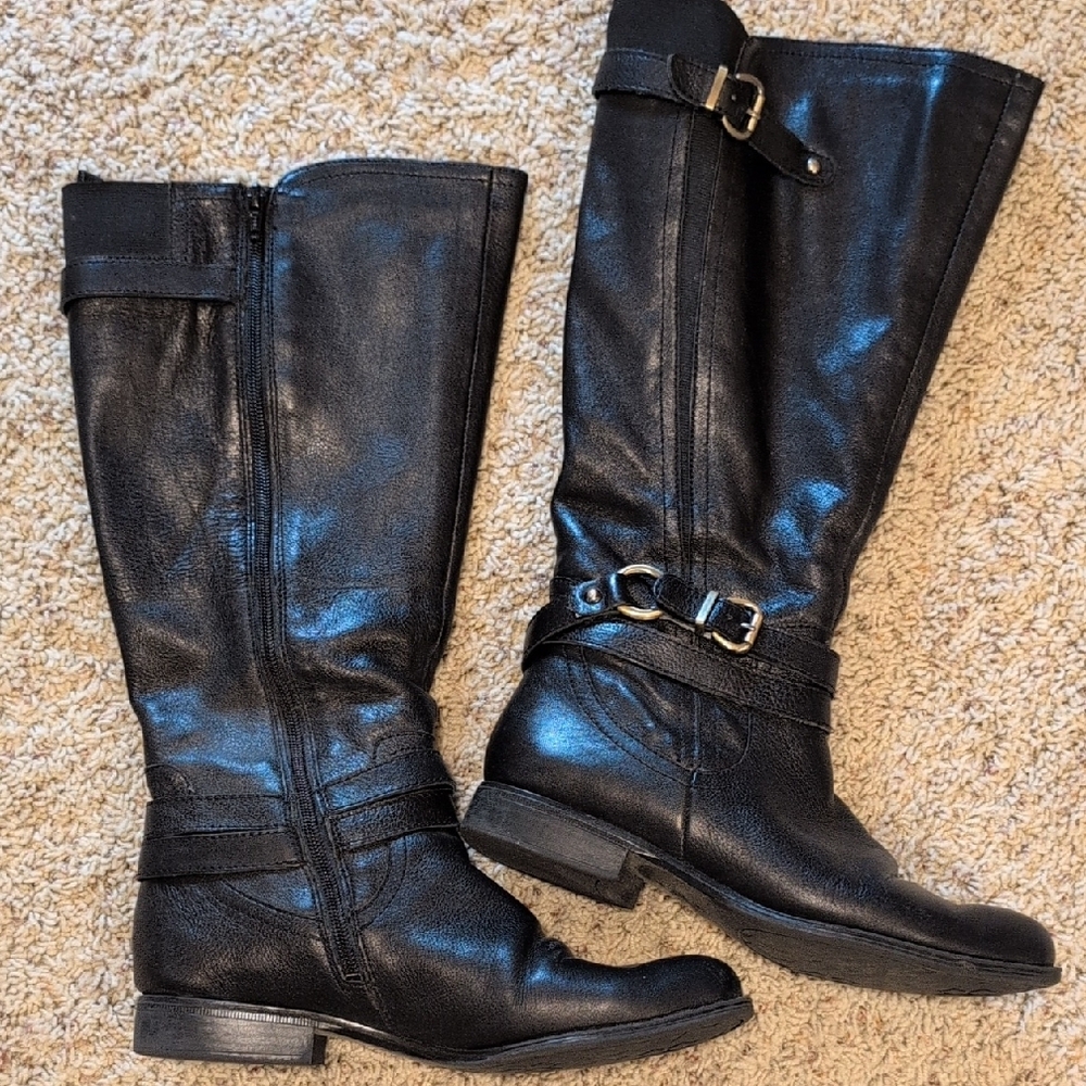 Naturalizer Black Over the Knee Boots with Buckle Details